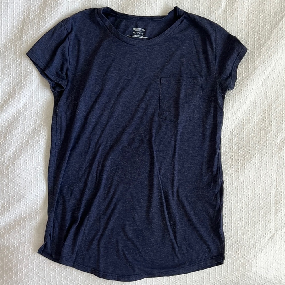Motherhood Maternity pocket tee heathered blue